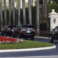 President Donald Trump\'s motorcade arrives at the Trump International Golf Club West Palm Beach for a round of golf on Tuesday in West Palm Beach, Florida. | AP