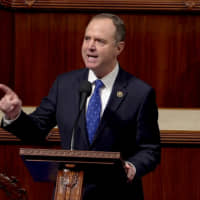 House Intelligence Committee Chairman Rep. Adam Schiff speaks ahead of a vote on two articles of impeachment against U.S. President Donald Trump on Capitol Hill in Washington in a still image from video Wednesday. | HOUSE TV / VIA REUTERS