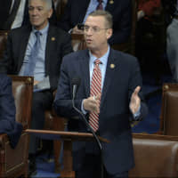 House Judiciary Committee ranking member Rep. Doug Collins speaks as the House of Representatives debates the articles of impeachment against President Donald Trump at the Capitol in Washington, Wednesday. | HOUSE TV / VIA AP