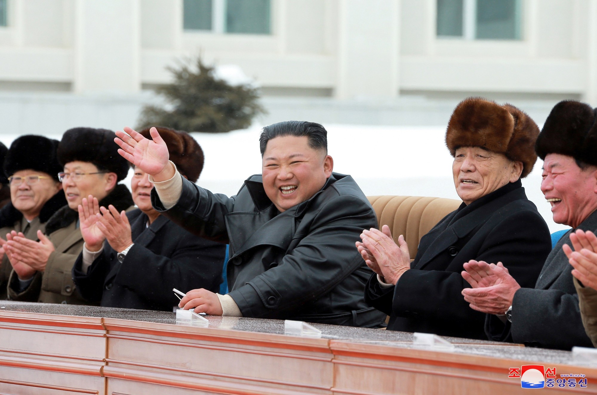 North Korean leader Kim Jong Un, accompanied by Pak Pong Ju, vice-chairman of the State Affairs Commission, attends a ceremony at the township of Samjiyon County in this undated picture released Tuesday. | KCNA / VIA REUTERS