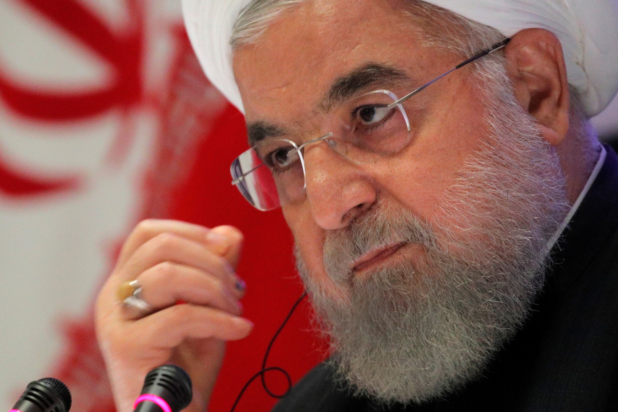 Iranian President Hassan Rouhani speaks at a news conference on the sidelines of the U.N. General Assembly in New York on Sept. 26. | REUTERS