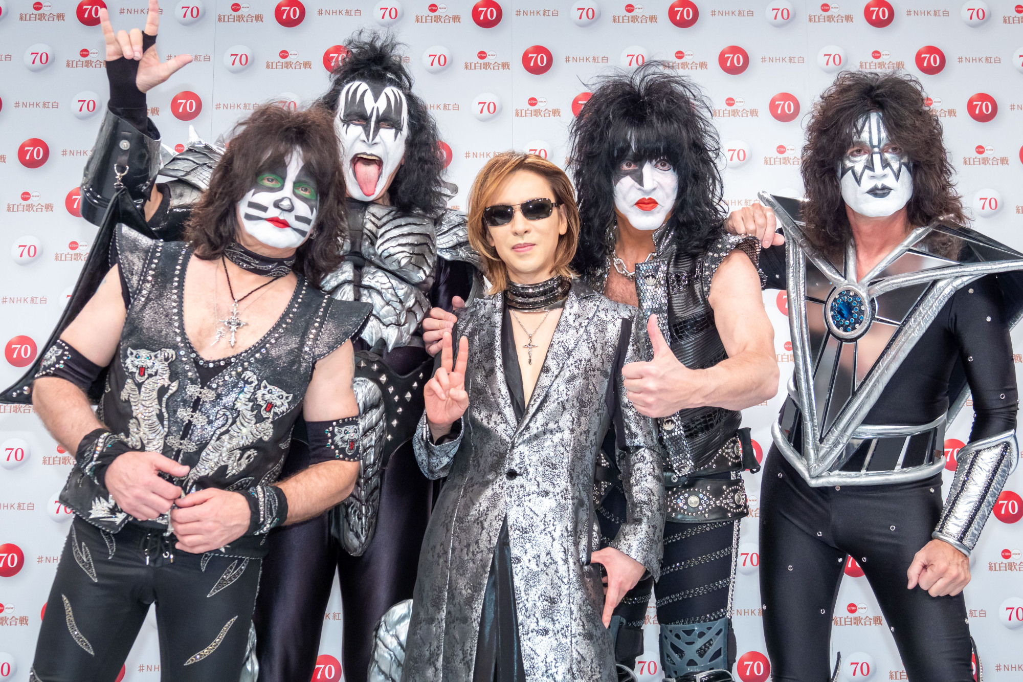 Supergroup: X Japan's Yoshiki (center) will join (from left) Eric Singer, Gene Simmons, Paul Stanley and Tommy Thayer to perform as Yoshikiss. | KYODO