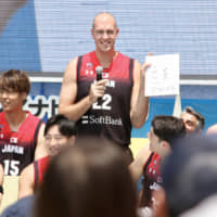 Nick Fazekas, seen at an event announcing the Akatsuki Five squad for the 2019 FIBA World Cup, believes he deserves to represent Japan at the Tokyo Olympics. | KAZ NAGATSUKA