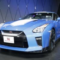Nissan Motor Co.\'s special version GT-R is seen Friday at the Tokyo Auto Salon. The event is being held at Makuhari Messe convention center in Chiba Prefecture this weekend. | KYODO