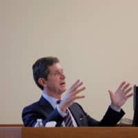 Alex Gorsky, chairman and CEO of Johnson &amp; Johnson, takes the stand as a witness in New Jersey Supreme Court in New Brunswick, New Jersey, Monday. | REUTERS