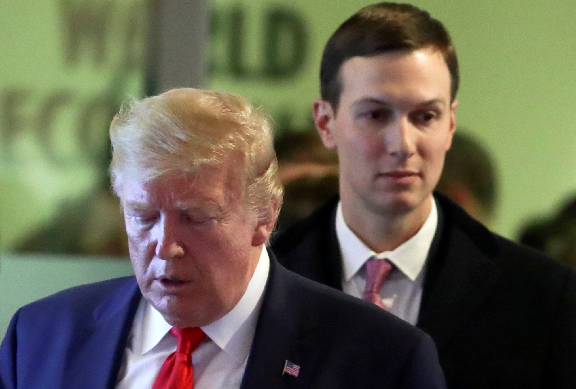 U.S. President Donald Trump and White House senior adviser Jared Kushner leave the 50th World Economic Forum Jan, 22. | REUTERS