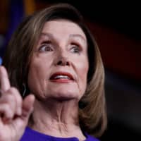 U.S. Speaker of the House Nancy Pelosi speaks ahead of a House vote on a War Powers Resolution amid the stalemate surrounding the impeachment of U.S. President Donald Trump, as she addresses her weekly news conference at the U.S. Capitol in Washington Thursday. | REUTERS