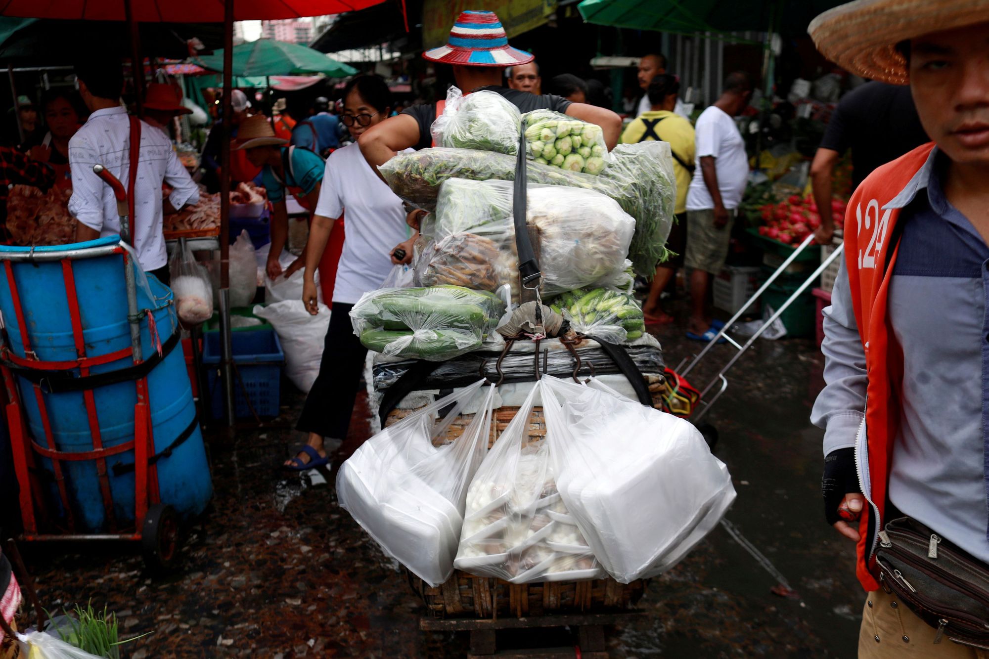 Market plastic bags store