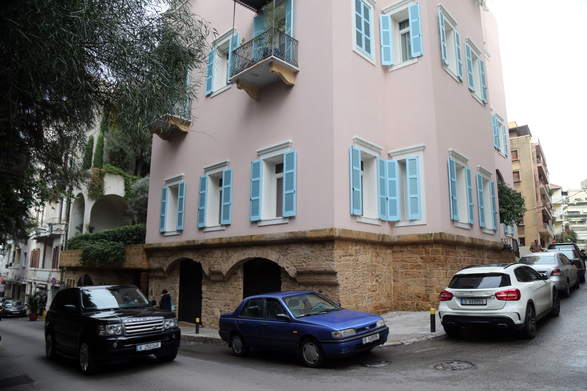 The property of Carlos Ghosn, former head of Nissan Motor Co. and Renault SA, stands in Beirut on Tuesday. Ghosn, the fallen automotive titan facing trial for financial crimes, fled to Lebanon to escape what he called Japan's 'rigged' justice system. | BLOOMBERG