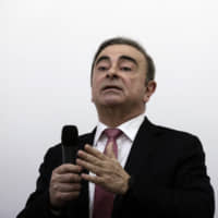 Nissan\'s former chairman, Carlos Ghosn, speaks at a press conference in Beirut Wednesday. | AP