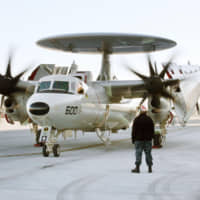 An E-2D early warning aircraft 				kyodo | BLOOMBERG