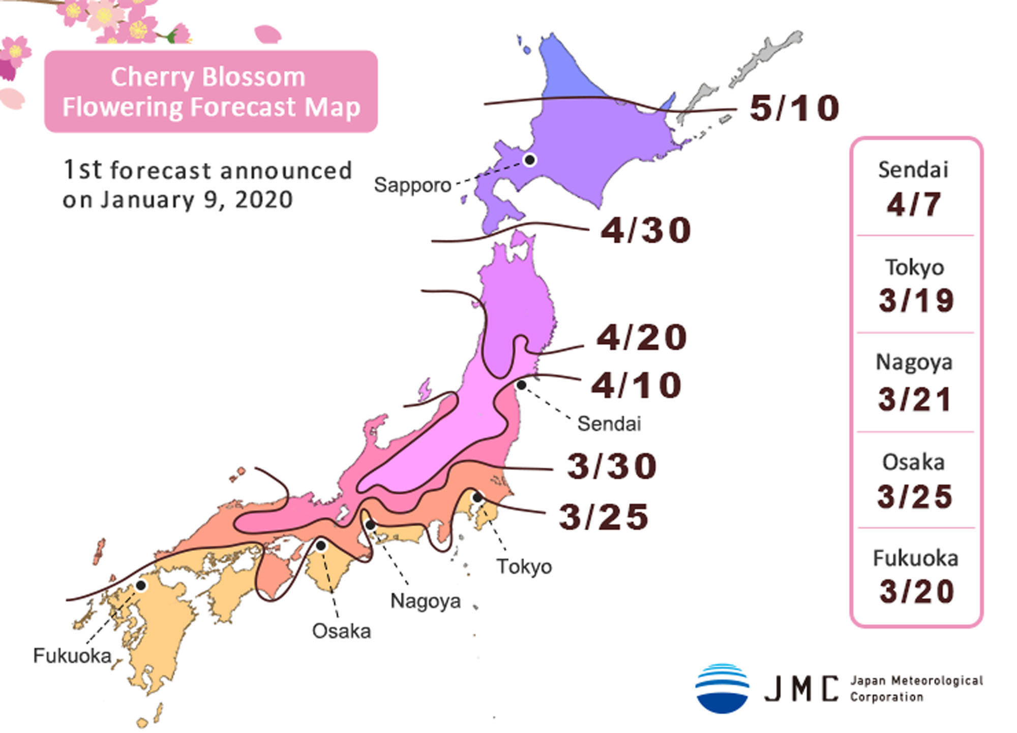 Tokyo Weather: from Spring Cherry Blossoms in March to November