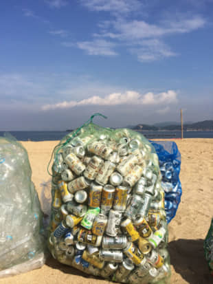 Ready to go: Bags of PET bottles and cans wait to be picked up by recycling trucks. | AMY CHAVEZ