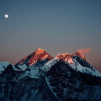 Majestic: Moonrise above Mount Everest and Lhotse, as seen from Gokyo Ri. | OSCAR BOYD