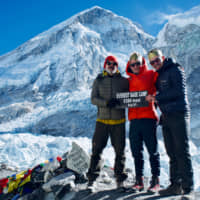 Celebrating: Wrapped up warm at Everest Base Camp on Christmas morning. | OSCAR BOYD