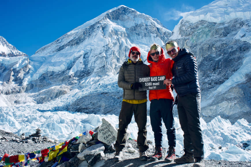 Celebrating: Wrapped up warm at Everest Base Camp on Christmas morning. | OSCAR BOYD