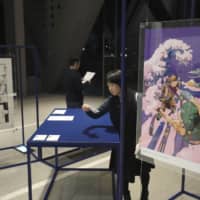 The official art posters for the Tokyo Olympics and Paralympics are displayed at the Museum of Contemporary Art Tokyo on Monday. | KYODO
