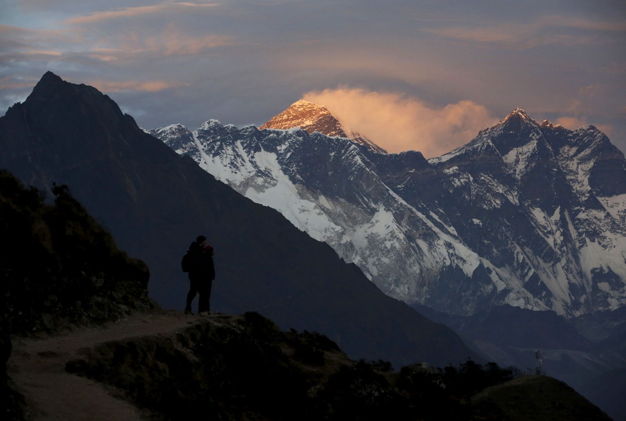 Light illuminates Mount Everest during sunset in Nepal's Solukhumbu district, also known as the Everest region, in this 2015 picture. | REUTERS