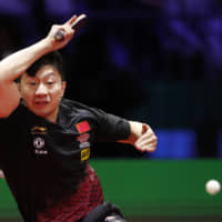 China\'s Ma Long is seen in an April 2019 file photo during the World Table Tennis Championships in Budapest. | REUTERS