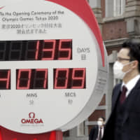 A pedestrian passes the countdown clock for the 2020 Olympic Games outside Tokyo Station on Wednesday.  | BLOOMBERG