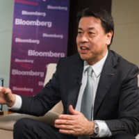 Makoto Uchida, chief executive officer of Nissan Motor Co., speaks during an interview at the company\'s headquarters in Yokohama on Tuesday. | BLOOMBERG