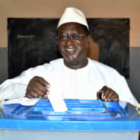 Soumaila Cisse votes during the presidential election in Niafunke, Mali, on Aug. 12, 2018. | UNION FOR THE REPUBLIC AND DEMOCRACY /VIA AP