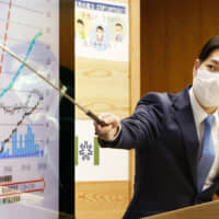 Hokkaido Gov. Naomichi Suzuki speaks at a news conference on Wednesday. | KYODO