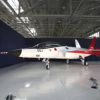 A prototype of a Japan-made stealth fighter at a Mitsubishi Heavy Industries factory in Toyoyama, Aichi Prefecture | REUTERS