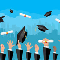 Hats off: On the occasion of your graduation you may hear the Japanese president of a university use the term \"ni atatte.\" | GETTY IMAGES