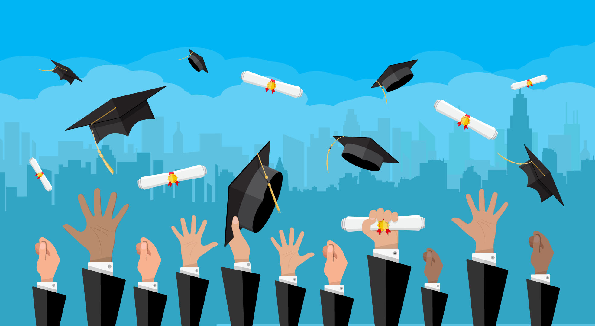 Hats off: On the occasion of your graduation you may hear the Japanese president of a university use the term 'ni atatte.' | GETTY IMAGES
