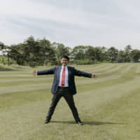Tadashi Kobayashi, president of the Seven Hundred Club, shows off its footgolf course in the city of Sakura, Tochigi Prefecture, which is set to host the Footgolf World Cup this autumn. | THE SEVEN HUNDRED CLUB