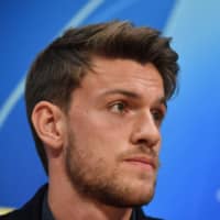 Juventus defender Daniele Rugani, seen in April 2019, has tested positive for the coronavirus, the team announced on Wednesday. | AFP-JIJI
