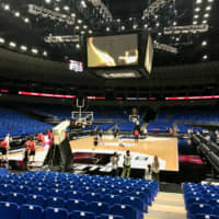 Players practice at Yokohama Arena in May of 2019. | KAZ NAGATSUKA