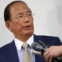 Toshiro Muto, CEO of the Tokyo 2020 organizing committee, speaks during a news conference on Tuesday. | AFP-JIJI