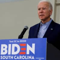 Democratic U.S. presidential candidate and former Vice President Joe Biden addresses the Trump administration\'s response to the COVID-19 outbreak during a campaign event in Sumter, South Carolina, in February.  | REUTERS
