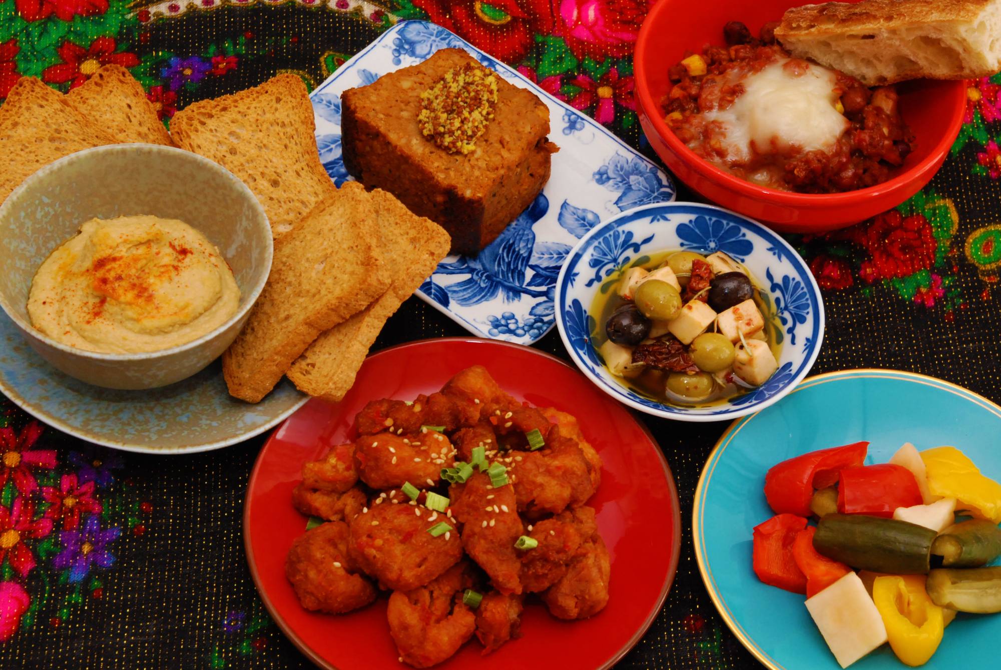 Meat-free: A spread of food from Hallogallo, the first vegan bar in Tokyo. | COURTESY OF HALLOGALLO