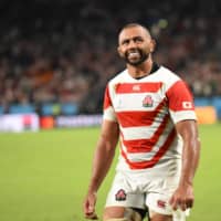 Michael Leitch smiles after Japan\'s Pool A win over Ireland on Sept. 28, 2019, in Shizuoka. | DAN ORLOWITZ
