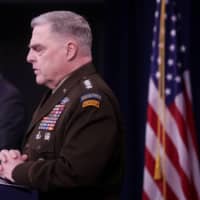 Joint Chiefs Chairman Army Gen. Mark Milley speaks during a news conference at the Pentagon in Arlington, Virginia, on Tuesday. | REUTERS