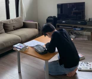 Midori Enomoto’s 10-year-old son, Sota, studies at the family’s home in Saitama Prefecture. | COURTESY OF MIDORI ENOMOTO 