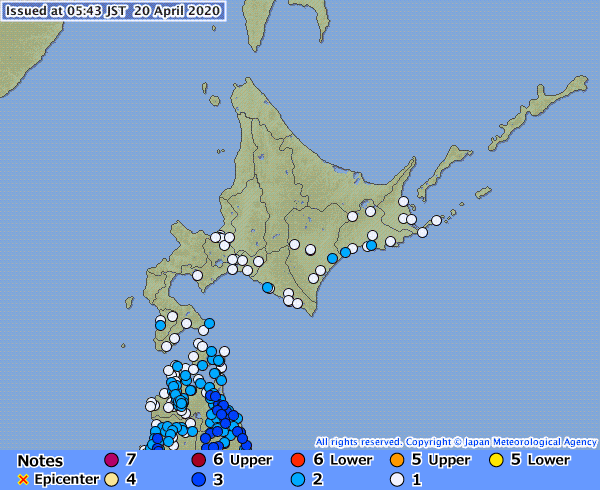 The epicenter of the earthquake that occurred on April 20 at 5:39 a.m. is located in Miyagi Prefecture | JAPAN METEOROLOGICAL AGENCY