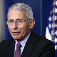 Anthony Fauci speaks about the new coronavirus at the White House last month.  | AP