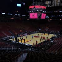 The Heat and Grizzlies warm up before their game on Oct. 23, 2019, in Miami. | AP