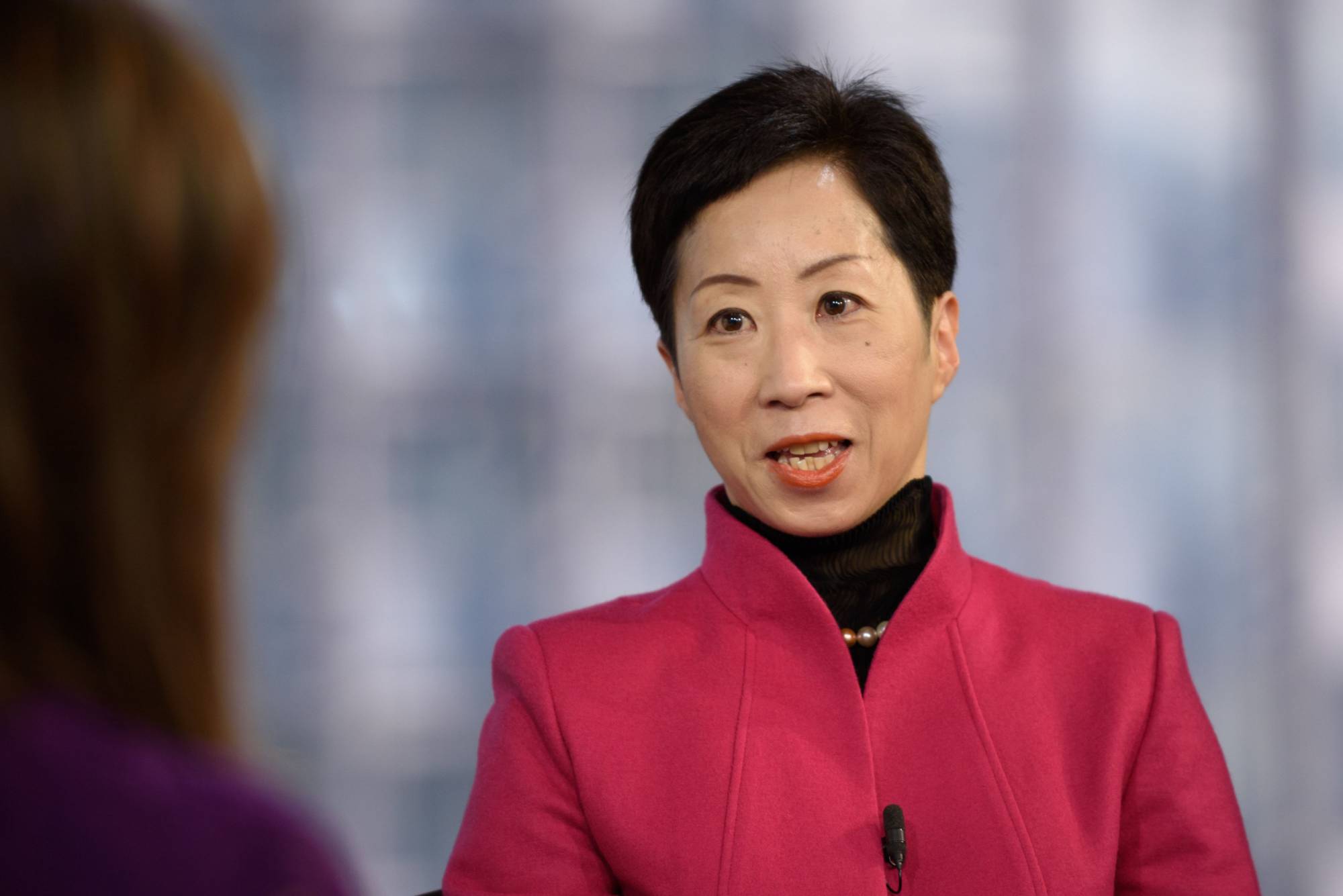 Sayuri Shirai, a former Bank of Japan policymaker, speaks in a television interview in Tokyo in 2017. | BLOOMBERG