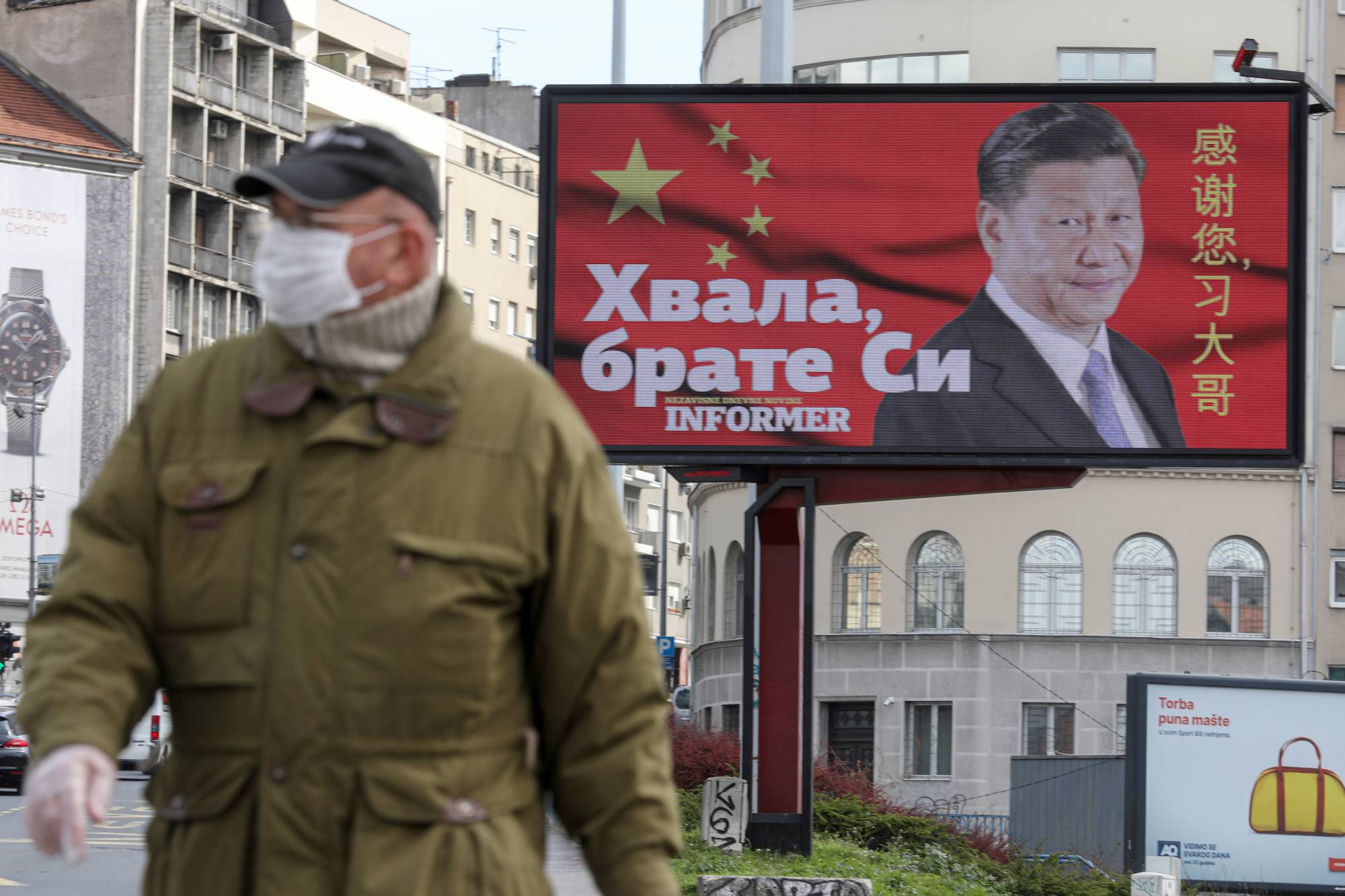 A billboard depicts Chinese President Xi Jinping in Belgrade, Serbia, on April 1. | REUTERS 
