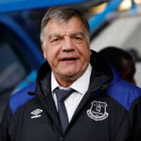 Then-Everton manager Sam Allardyce looks on from the dugout before a match against Huddersfield on April 28, 2018, in Huddersfield, England. | REUTERS