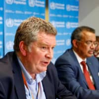 Mike Ryan, executive director of the World Health Organization\'s emergencies program, speaks at a news conference in Geneva in February.  | REUTERS 