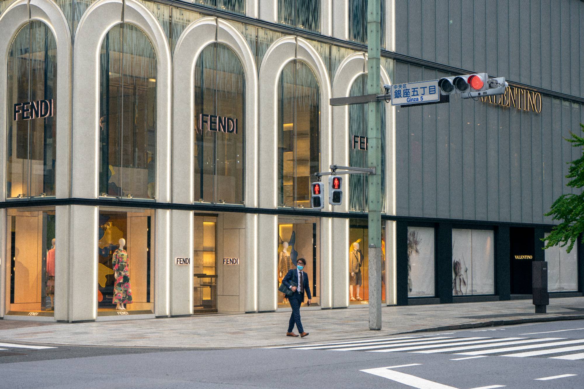 Glitzy Ginza is home to flagship stores of many high-end fashion labels. Those shops were closed by the state of emergency and the streets around them emptied. | Oscar Boyd