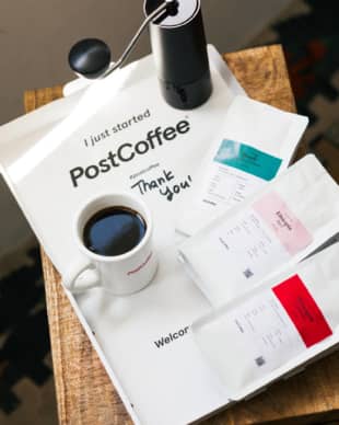 Bespoke beans: PostCoffee’s quiz pairs you with three of its 30 varieties of coffee for a customized box. | COURTESY OF POSTCOFFEE 