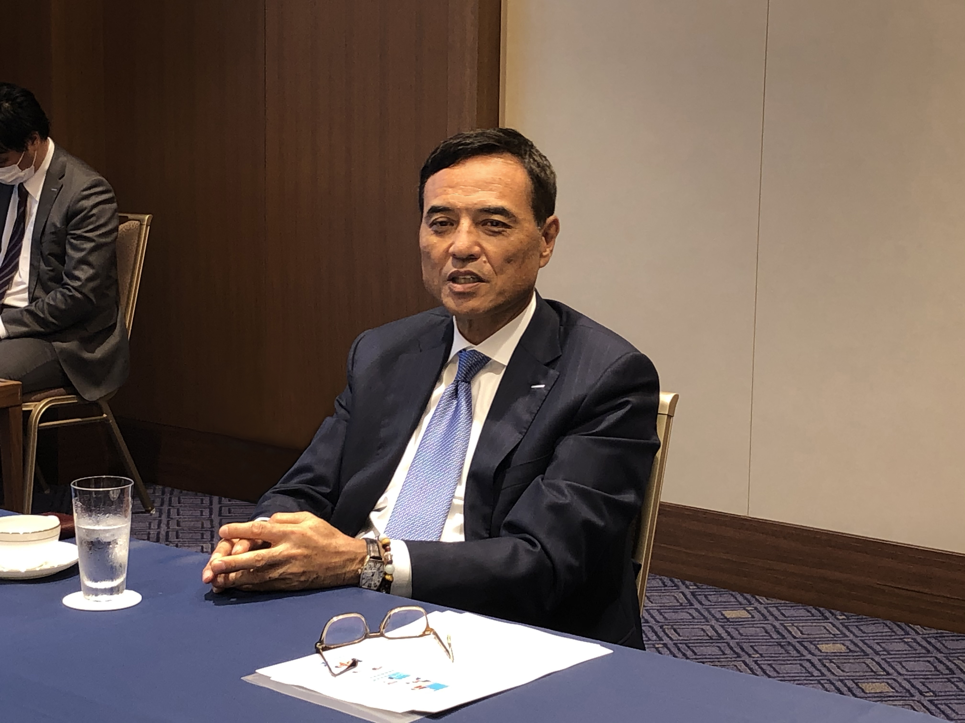 Takeshi Niinami, CEO of Suntory Holdings Ltd., speaks about his company’s business and ESG efforts during aninterview in Tokyo in May.  | SAYURI DAIMON