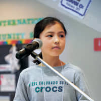 Coco Longstaff competes in the Fukuoka International School bee. | FUKUOKA INTERNATIONAL SCHOOL